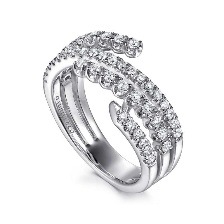 14K White Gold Diamond Wide Bypass Band Ring - 0.52 ct - Shot 3