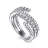 14K White Gold Diamond Wide Bypass Band Ring - 0.52 ct