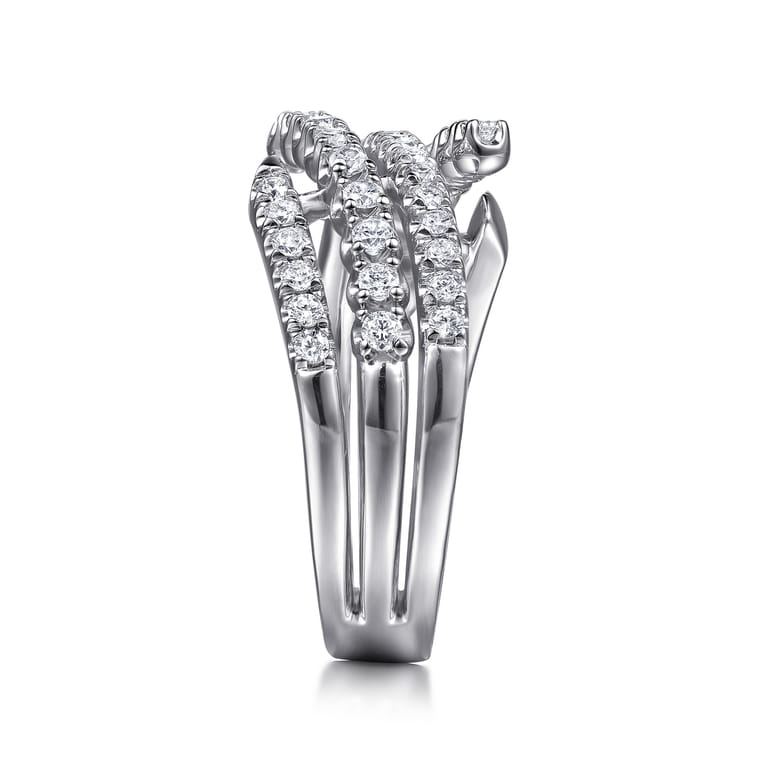 14K White Gold Diamond Wide Bypass Band Ring - 0.52 ct - Shot 4