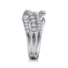 14K White Gold Diamond Wide Bypass Band Ring - 0.52 ct