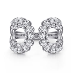 14K White Gold Diamond Wide Open Band Ring