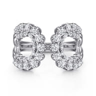 14K White Gold Diamond Wide Open Band Ring