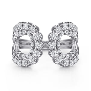 14K White Gold Diamond Wide Open Band Ring