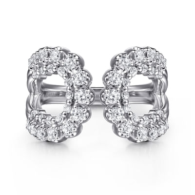 14K White Gold Diamond Wide Open Band Ring