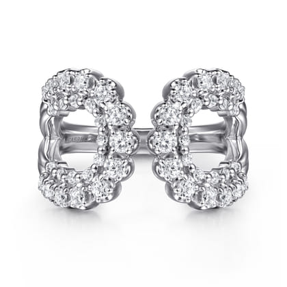 14K White Gold Diamond Wide Open Band Ring