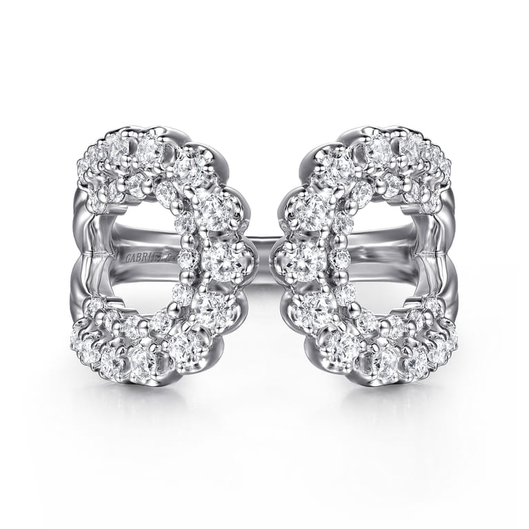 14K White Gold Diamond Wide Open Band Ring - 0.75 ct - Shot 1