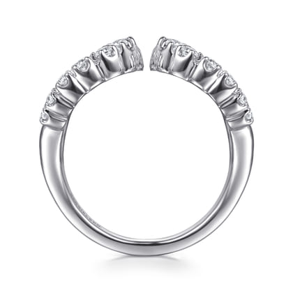 14K White Gold Diamond Wide Open Band Ring