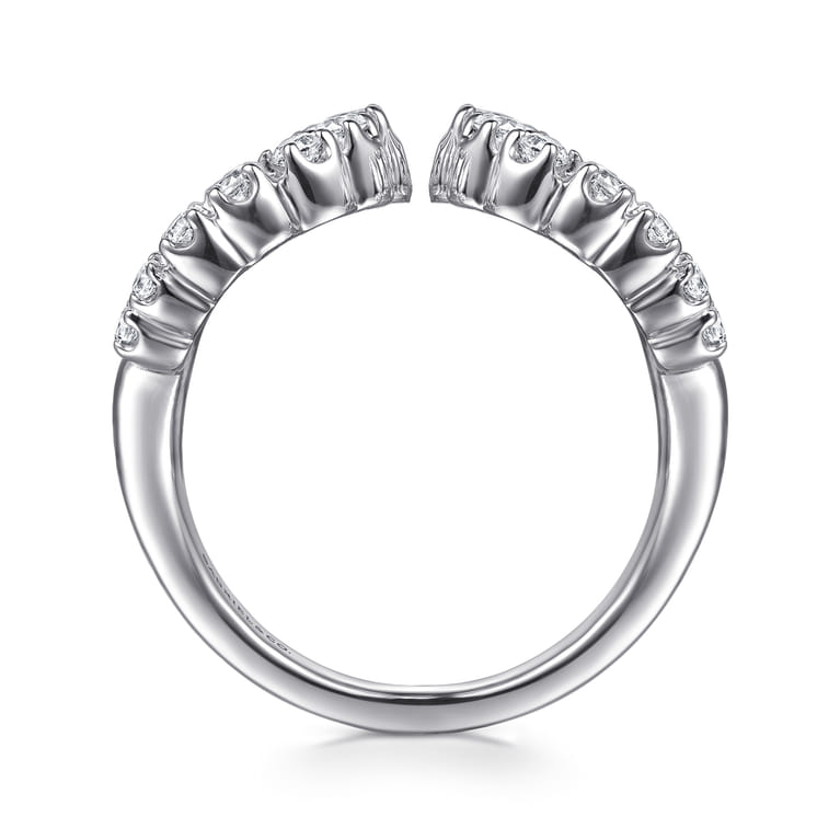 14K White Gold Diamond Wide Open Band Ring - 0.75 ct - Shot 2