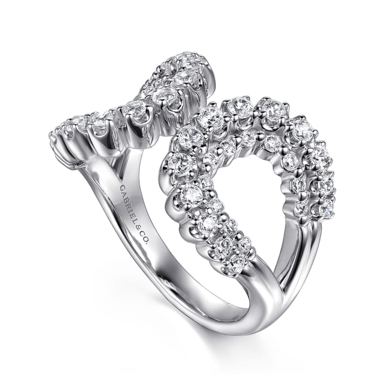 14K White Gold Diamond Wide Open Band Ring - 0.75 ct - Shot 3