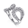 14K White Gold Diamond Wide Open Band Ring - 0.75 ct