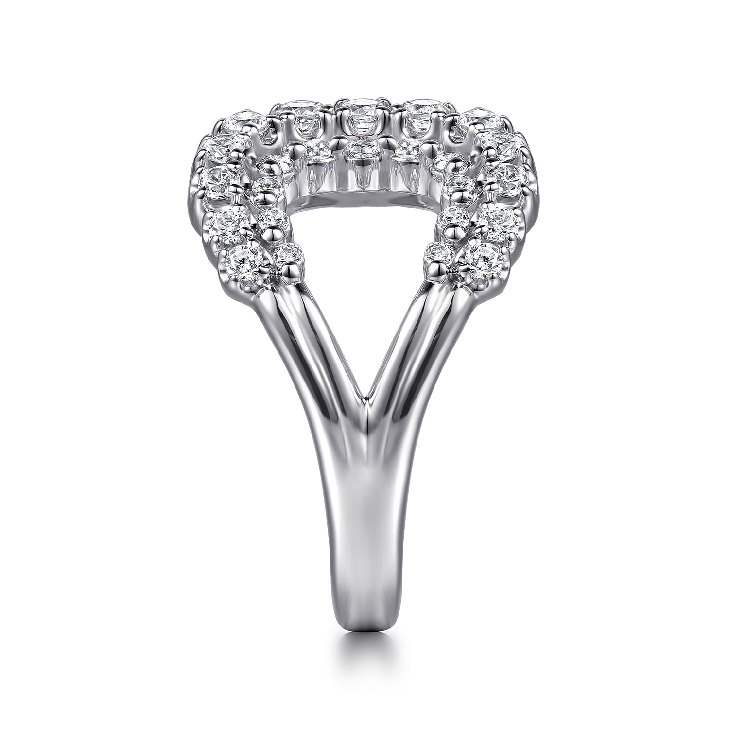 14K White Gold Diamond Wide Open Band Ring