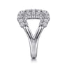 14K White Gold Diamond Wide Open Band Ring - 0.75 ct