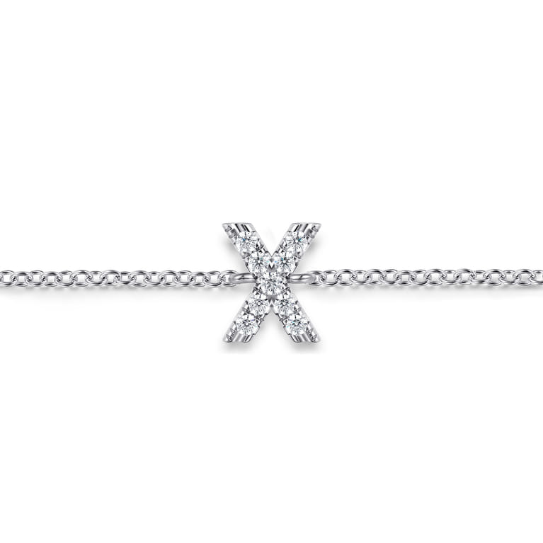 14K White Gold Diamond X Initial Chain Bracelet - 0.06 ct - Shot 2