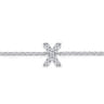 14K White Gold Diamond X Initial Chain Bracelet - 0.06 ct