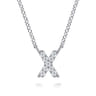 14K White Gold Diamond X Initial Pendant Necklace - 0.06 ct