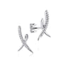 14K White Gold Diamond X Stud Earrings - 0.17 ct