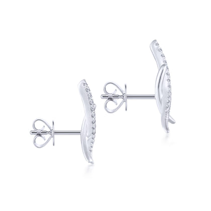 14K White Gold Diamond X Stud Earrings