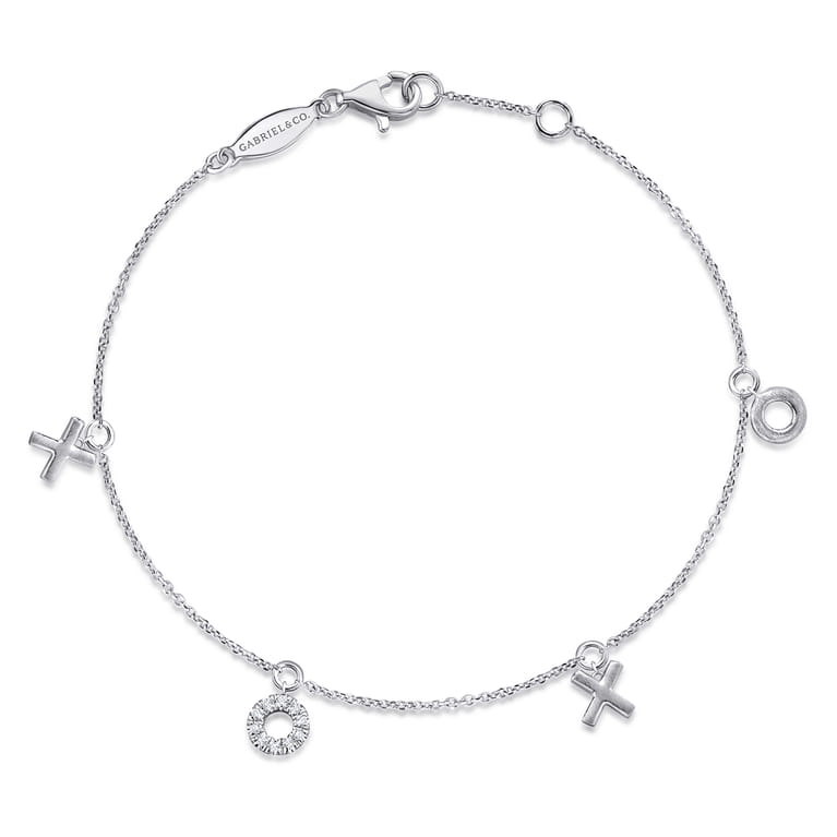 14K White Gold Diamond XOXO Bracelet - 0.05 ct - Shot 1