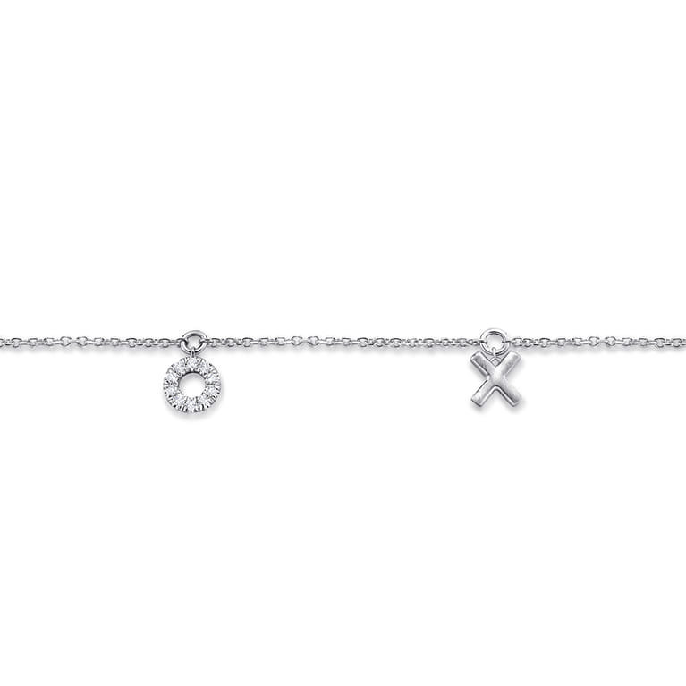 14K White Gold Diamond XOXO Bracelet - 0.05 ct - Shot 2
