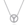 14K White Gold Diamond Y Initial Pendant Necklace - 0.04 ct