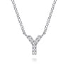 14K White Gold Diamond Y Initial Pendant Necklace - 0.04 ct