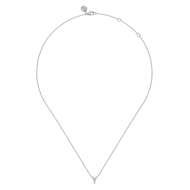 14K White Gold Diamond Y Initial Pendant Necklace - 0.04 ct - Shot 2
