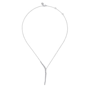 14K White Gold Diamond Y Necklace