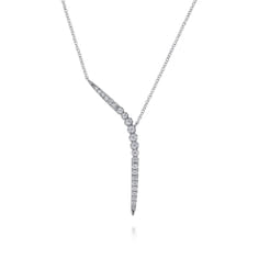 14K White Gold Diamond Y Necklace