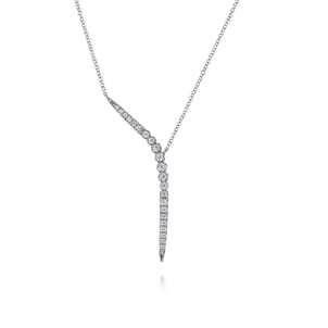 14K White Gold Diamond Y Necklace