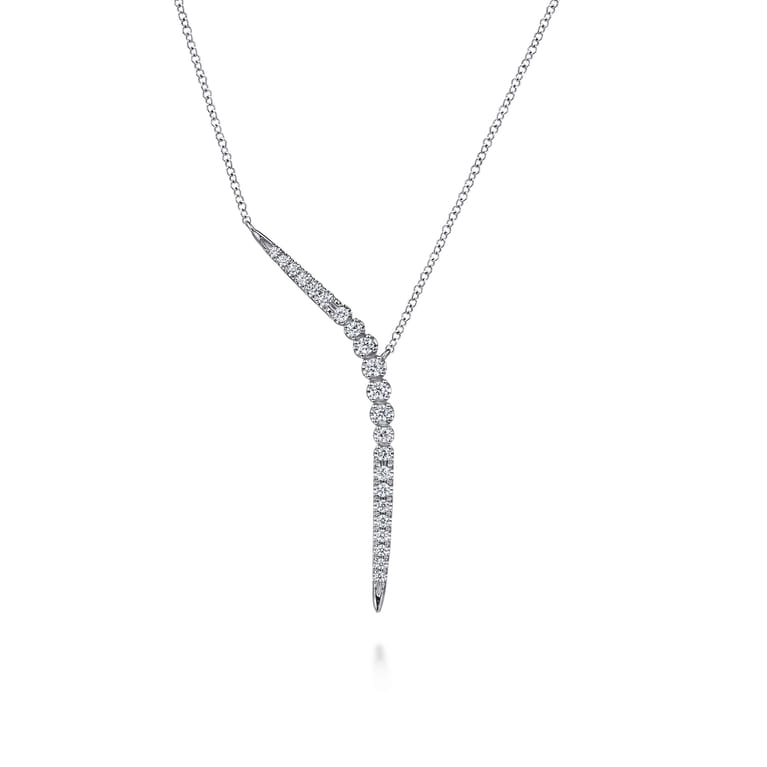 14K White Gold Diamond Y Necklace - 0.3 ct - Shot 1