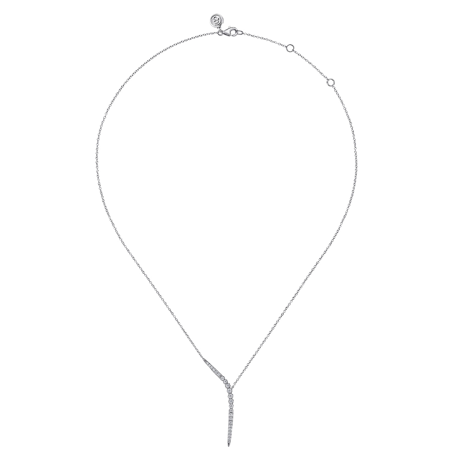 14K White Gold Diamond Y Necklace