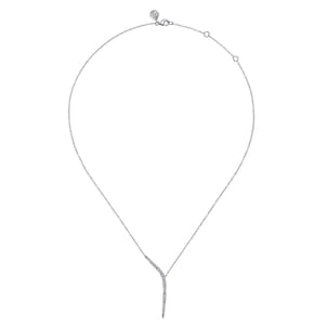 14K White Gold Diamond Y Necklace
