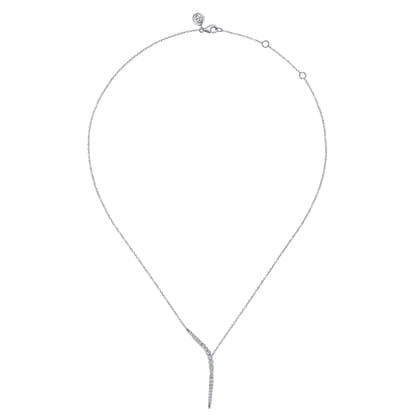 14K White Gold Diamond Y Necklace