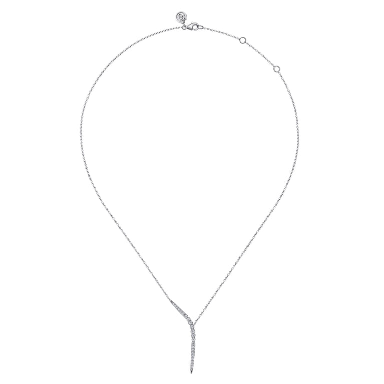 14K White Gold Diamond Y Necklace - 0.3 ct - Shot 2