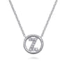 14K White Gold Diamond Z Initial Pendant Necklace - 0.06 ct