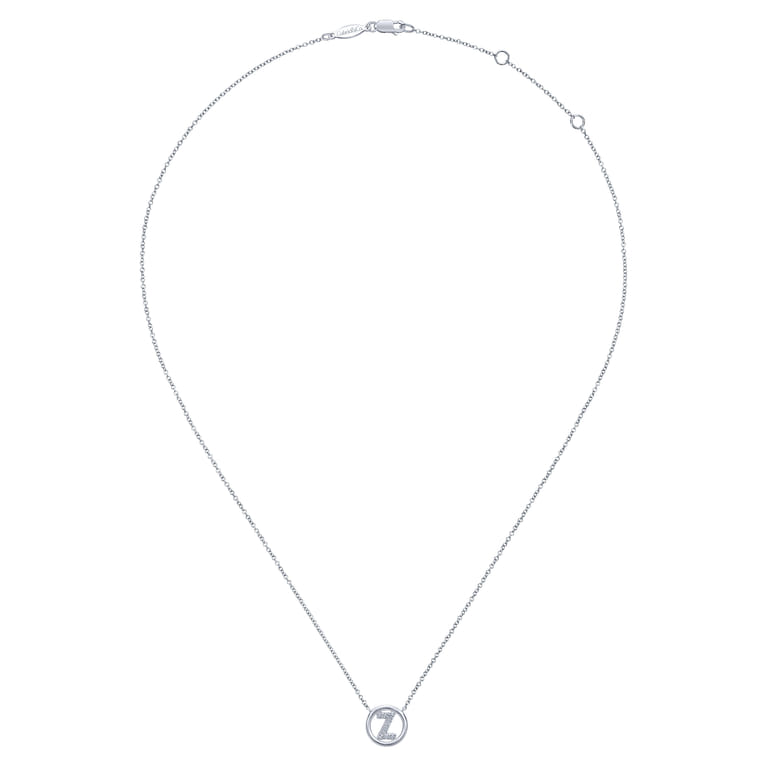 14K White Gold Diamond Z Initial Pendant Necklace - 0.06 ct - Shot 2