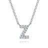 14K White Gold Diamond Z Initial Pendant Necklace - 0.06 ct
