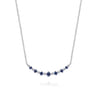 14K White Gold Diamond and Blue Sapphire Bar Necklace - 0.09 ct