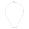14K White Gold Diamond and Blue Sapphire Bar Necklace - 0.09 ct