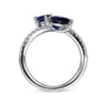 14K White Gold Diamond and Blue Sapphire Bypass Ring - 0.25 ct