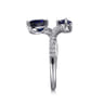 14K White Gold Diamond and Blue Sapphire Bypass Ring - 0.25 ct