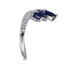 14K White Gold Diamond and Blue Sapphire Chevron Ring - 0.23 ct