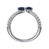 14K White Gold Diamond and Blue Sapphire Chevron Ring - 0.25 ct