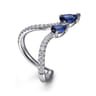 14K White Gold Diamond and Blue Sapphire Chevron Ring - 0.25 ct