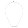 14K White Gold Diamond and Blue Sapphire Clover Bar Necklace - 0.13 ct