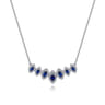 14K White Gold Diamond and Blue Sapphire Necklace - 0.5 ct