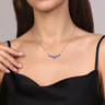 14K White Gold Diamond and Blue Sapphire Necklace - 0.5 ct