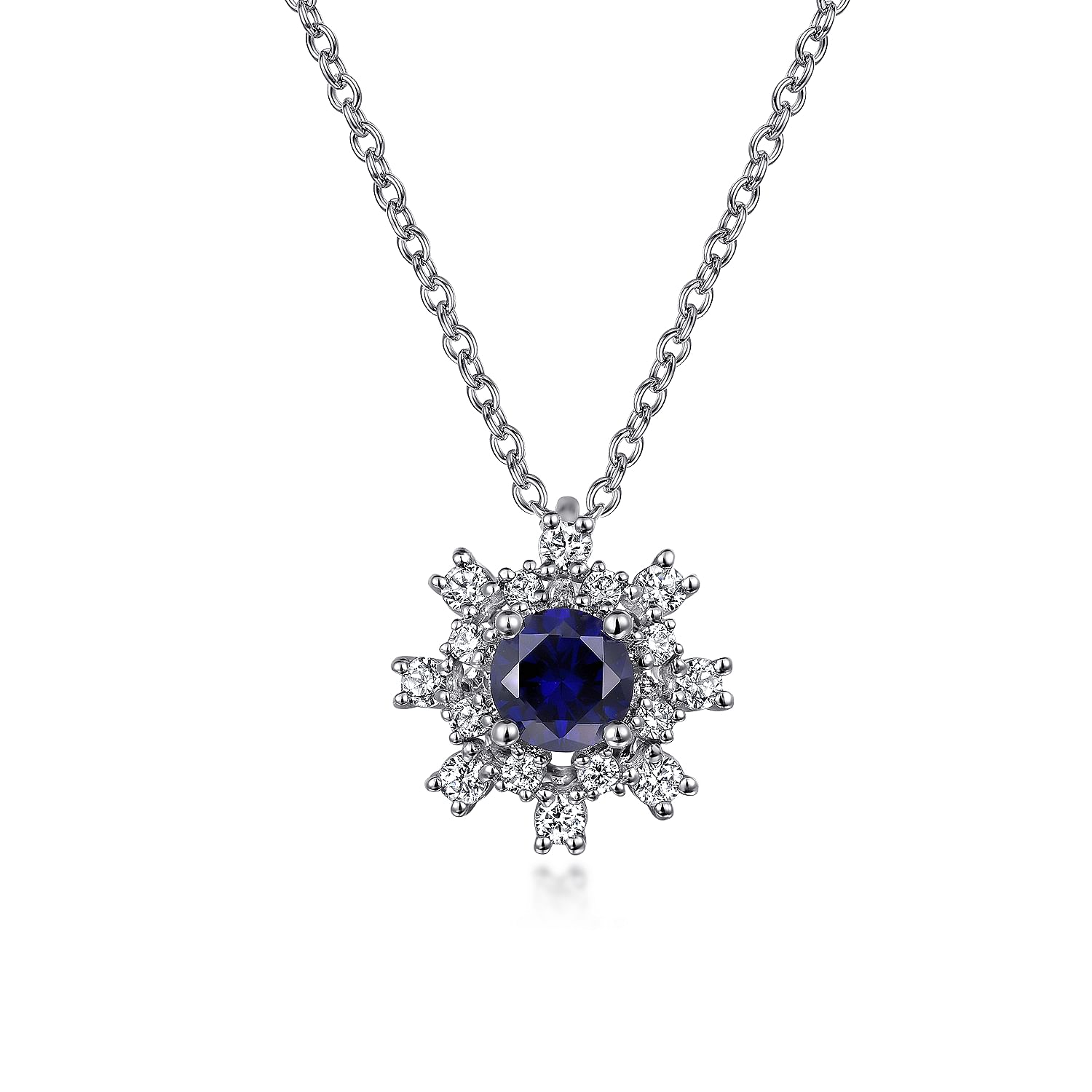 14k white gold blue spinel pendant with hotsell diamond or white sapphire accent