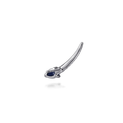 14K White Gold Diamond and Blue Sapphire Stud Earrings