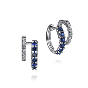 14K White Gold Diamond and Blue Sapphire Stuggies Earrings